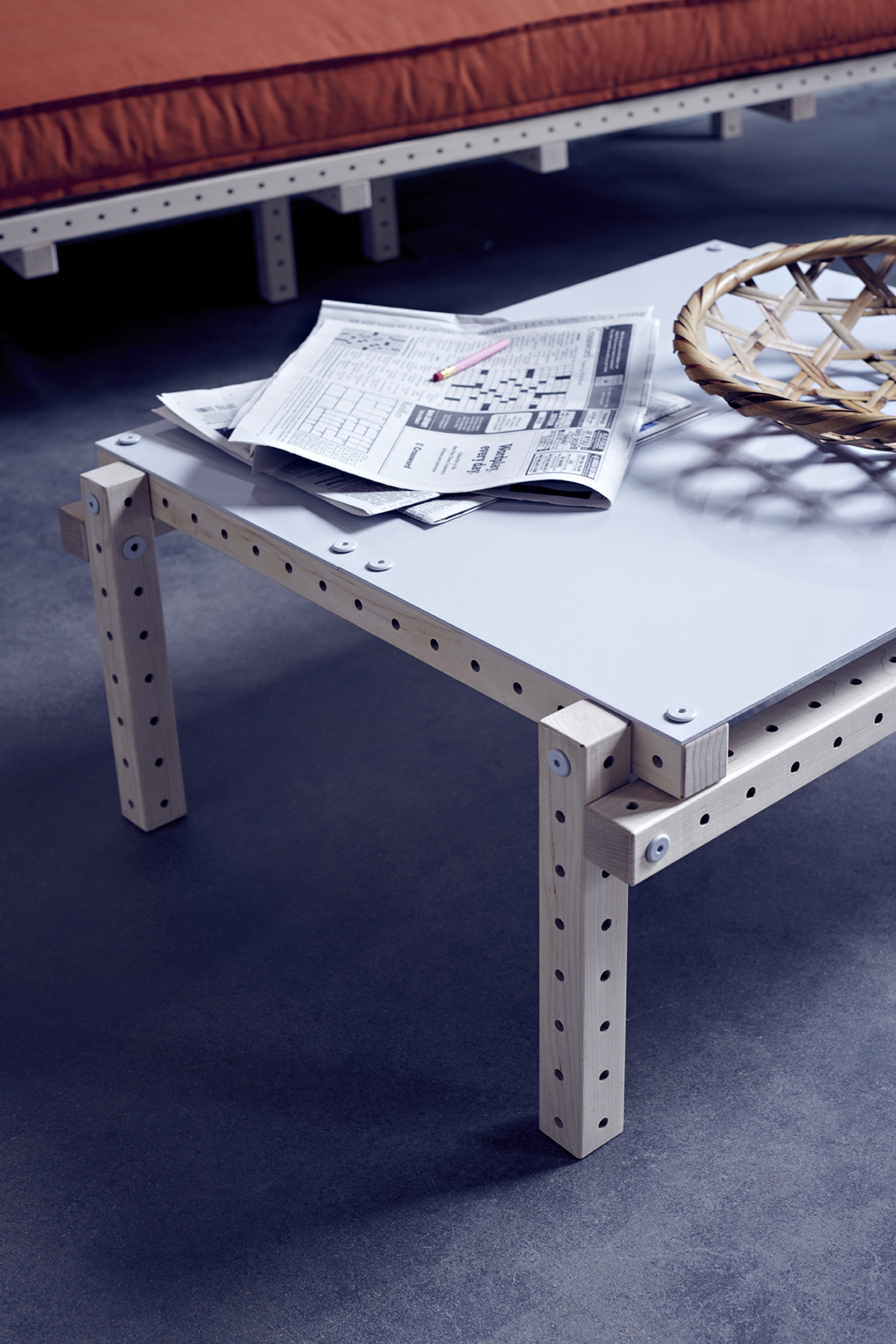 loose parts daybed and coffee table