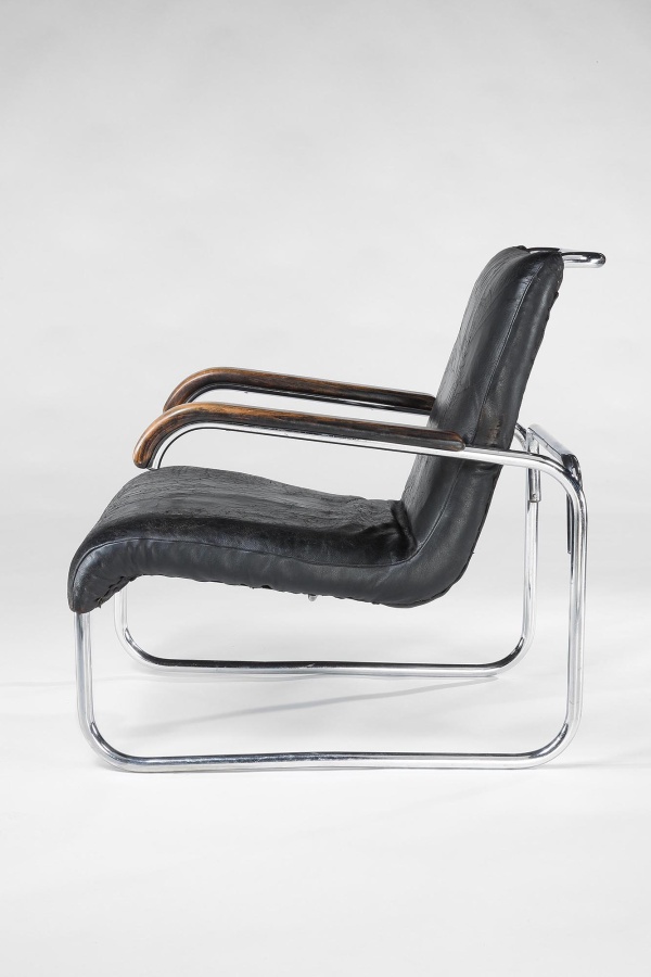 B35 Tubular Steel & Leather Armchair by Marcel Breuer