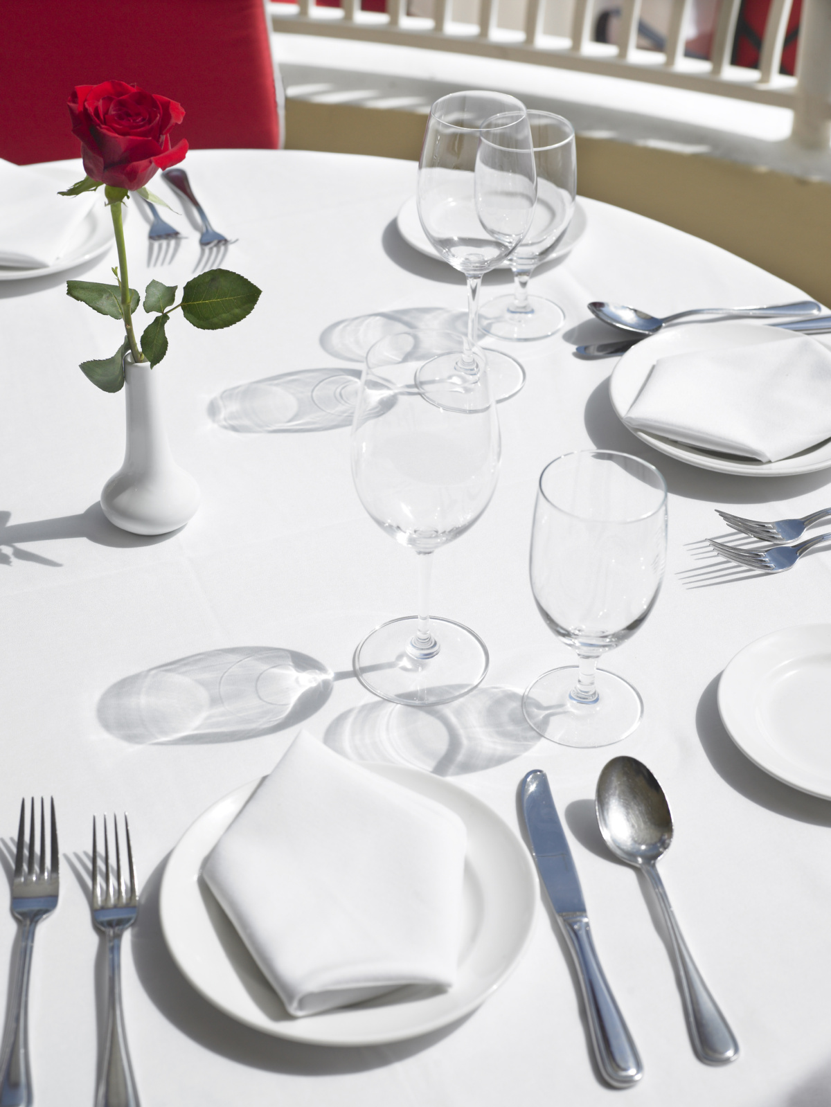 dinner setting with rose