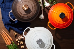 sixtysix mag le creuset white orange brown